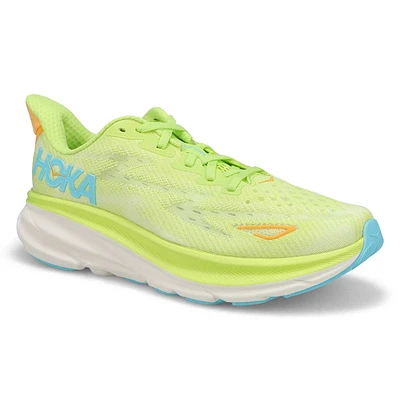 Womens  Clifton 9 Lace Up Performance Sneaker - Lettuce/Solar Flare