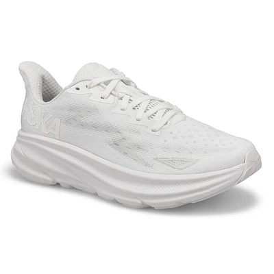 Womens Clifton 9 Lace Up Performance Sneaker - White/White