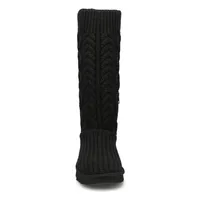 Womens Classic Cardi Cabled Knit Boot - Black