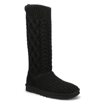 Womens Classic Cardi Cabled Knit Boot - Black