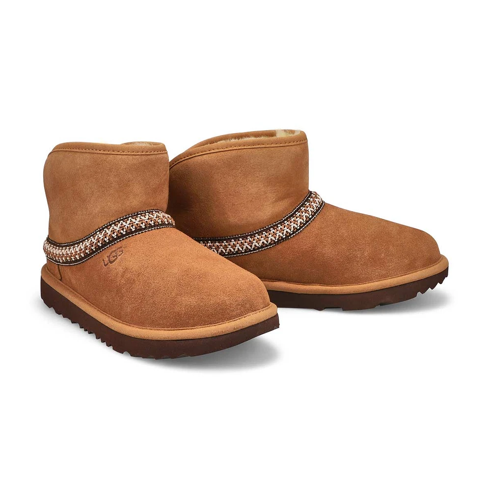 Girls Mini Crescent Sheepskin Boot - Chestnut