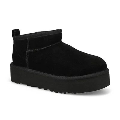 Girls Ultra Mini Platform Sheepskin Boot - Black