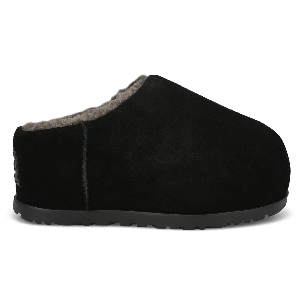 Womens  Pumped Slide Platform Slipper - Black