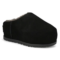 Womens  Pumped Slide Platform Slipper - Black