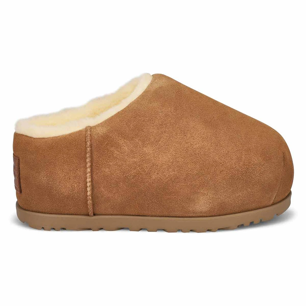 Womens Pumped Slide Platform Slipper - Chestnut