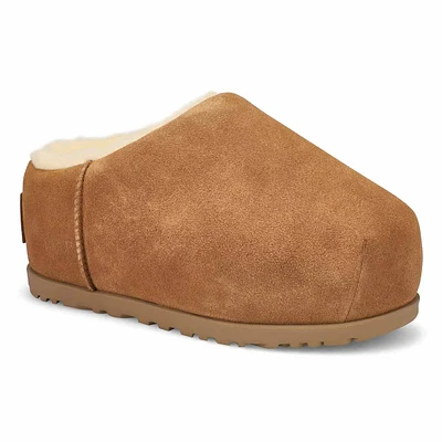 Womens Pumped Slide Platform Slipper - Chestnut