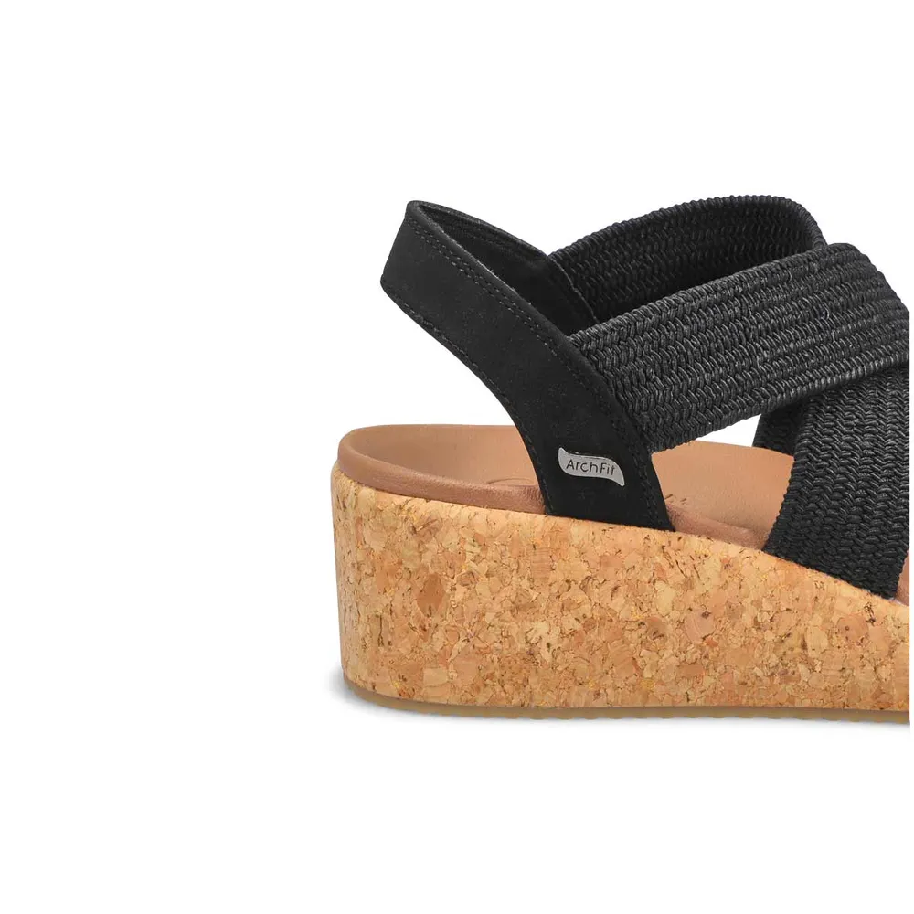 Womens Arch Fit Beverlee Wedge Sandal - Black