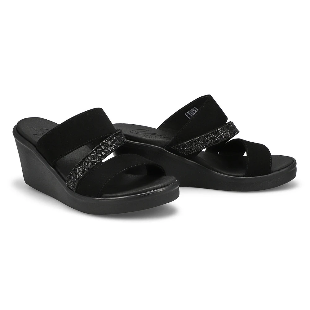 Womens Rumble On Social Glam Wedge Sandal - Black