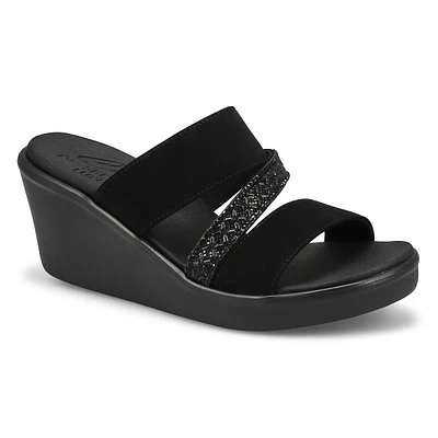 Womens Rumble On Social Glam Wedge Sandal - Black