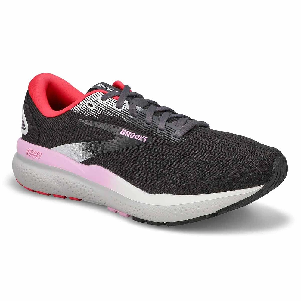 Womens Ghost 16 Lace Up Performance Sneaker - Black/White/Pink