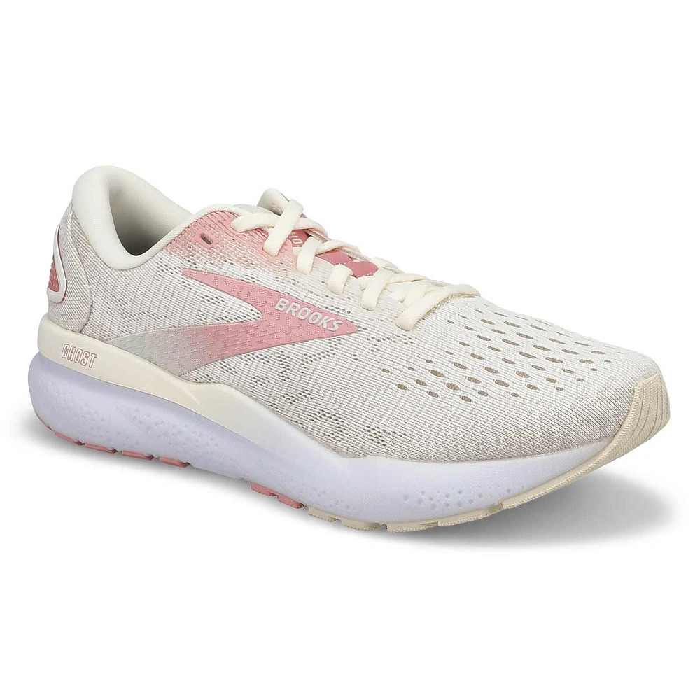 Womens  Ghost 16 Lace Up Performance Sneaker - Khaki White/Pink