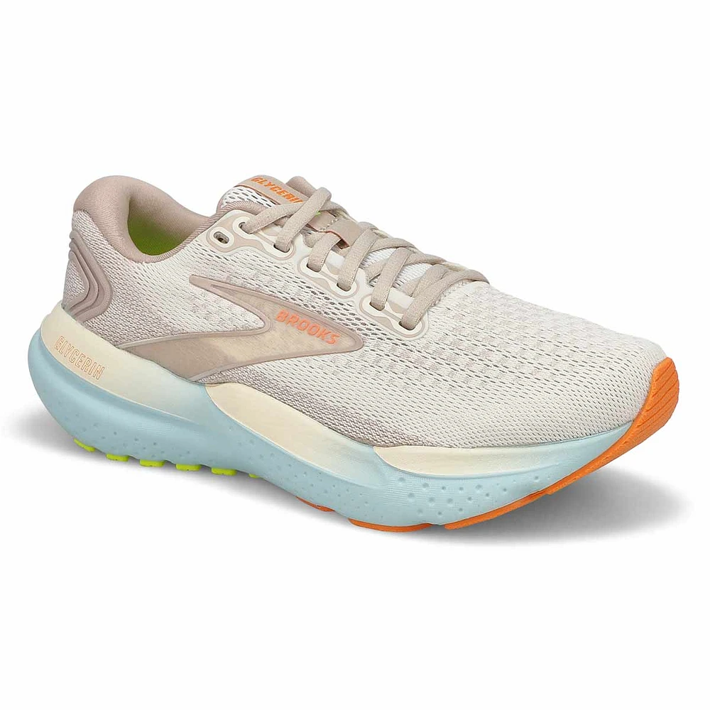 Womens  Glycerin 21 Lace Up Performance Sneaker - Coconut/Aqua/Autumn Sunset