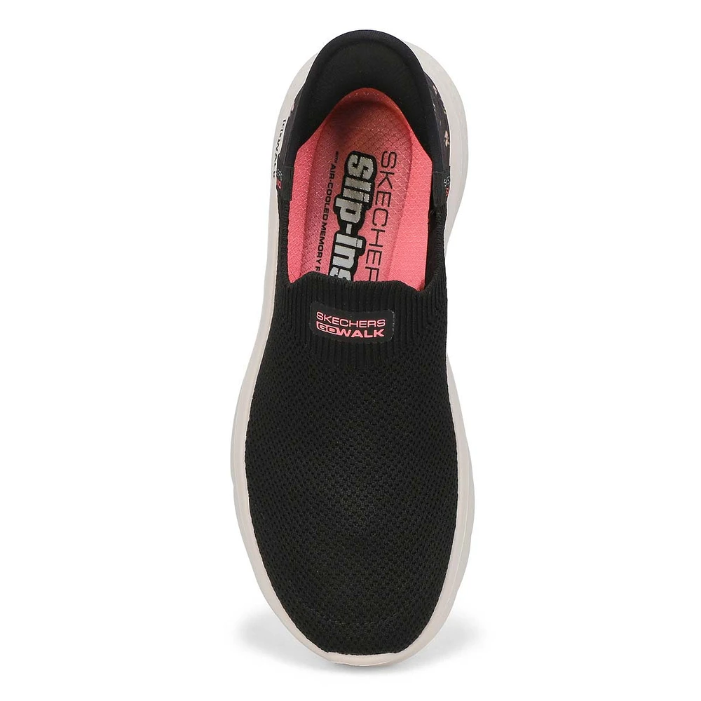 Womens  Go Walk Flex Sunset Rose Slip-Ins Sneaker - Black/Pink