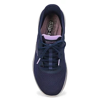 Womens Go Walk 7 Valin Lace Up Slip-Ins Wide Sneaker - Navy/Lavender