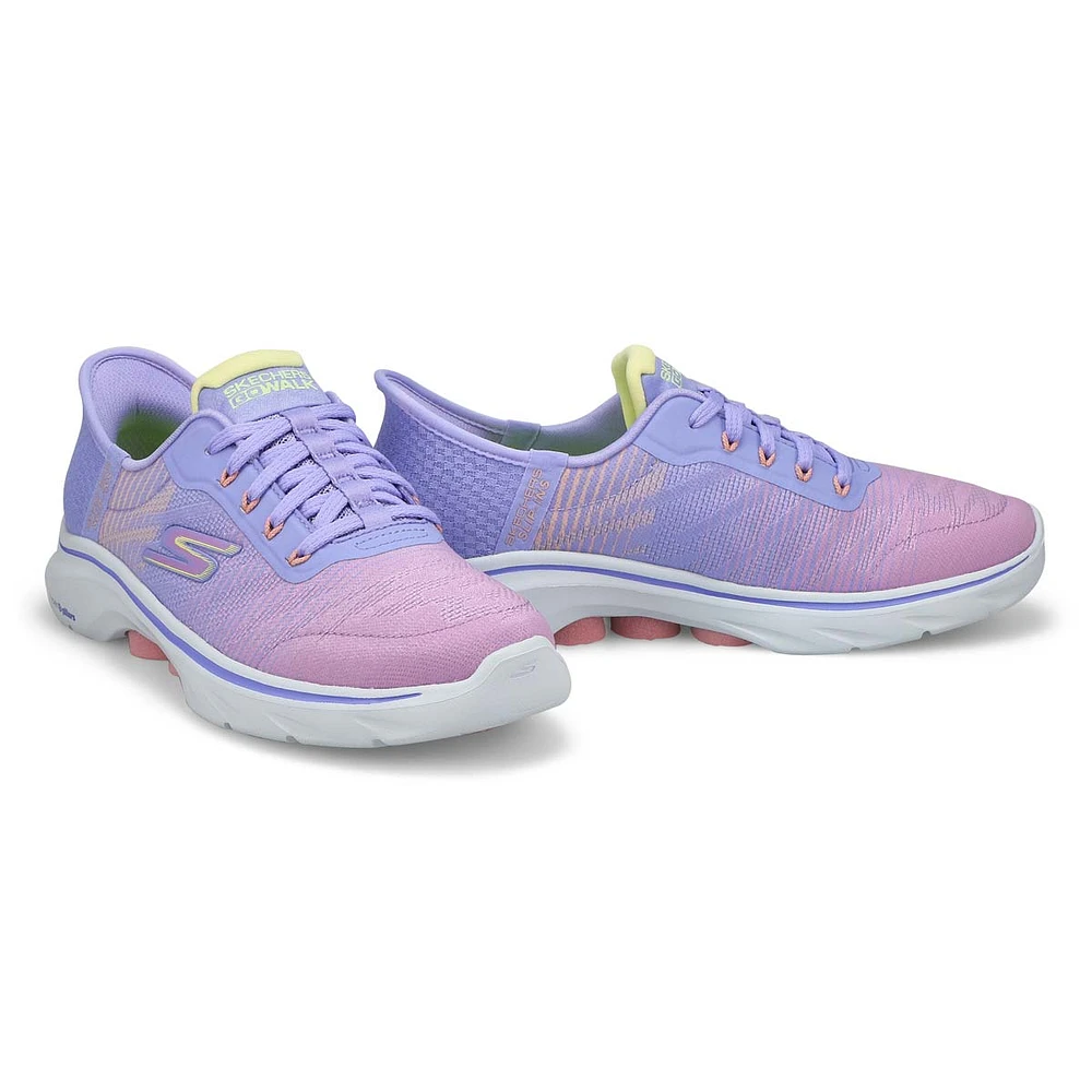 Womens  Go Walk 7 Lace Up Slip-Ins Sneaker - Lavender/Multi