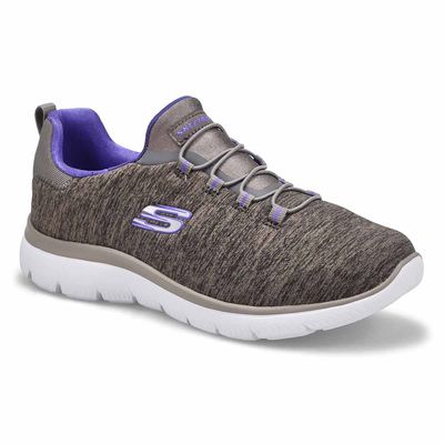Womens Quick Getaway Wide Slip On Sneaker - Charcoal/Purple