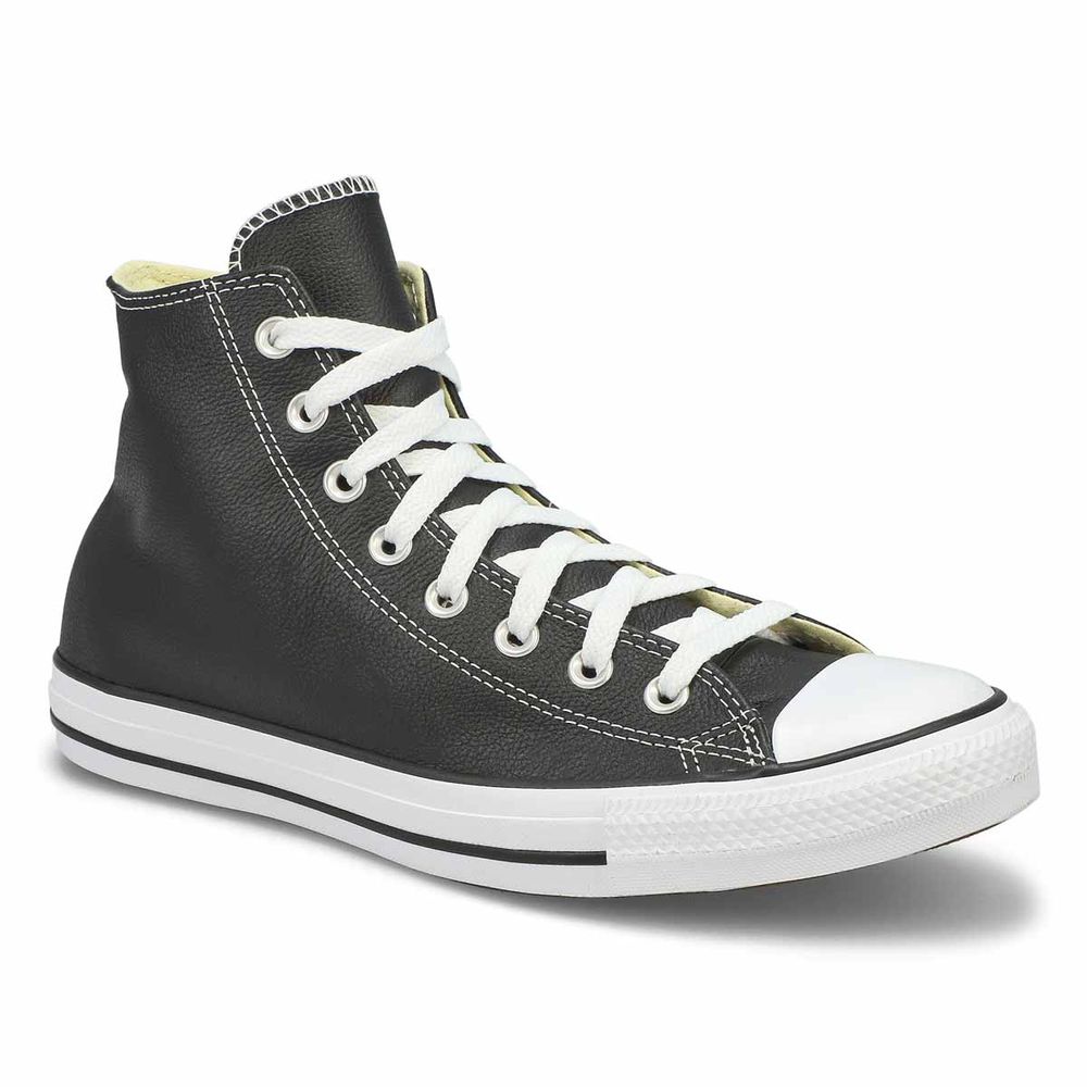 Mens Chuck Taylor All Star Leather Hi Top Sneaker - Black