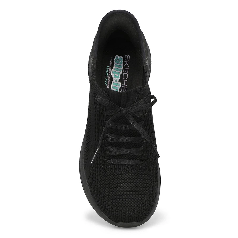 Womens Ultra Flex 3.0 Brilliant Path Slip-Ins Wide Sneaker - Black/Black