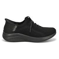 Womens Ultra Flex 3.0 Brilliant Path Slip-Ins Wide Sneaker - Black/Black