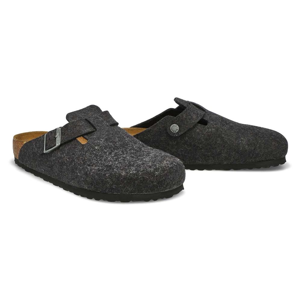 Mens Boston Wool Casual Clog - Anthracite