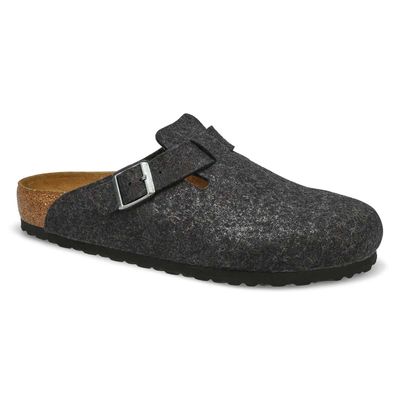 Mens Boston Wool Casual Clog - Anthracite