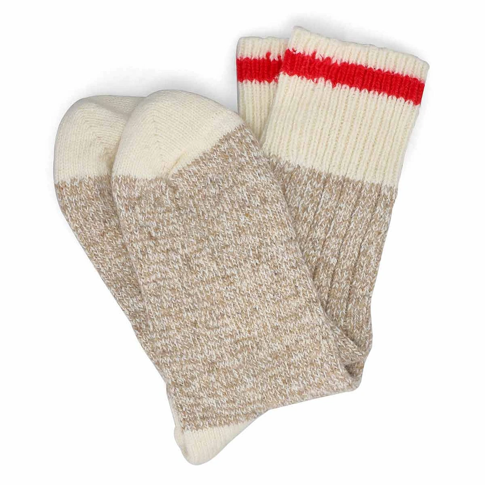 Womens Duray Classic Wool Blend Heavy Sock - Beige/Red