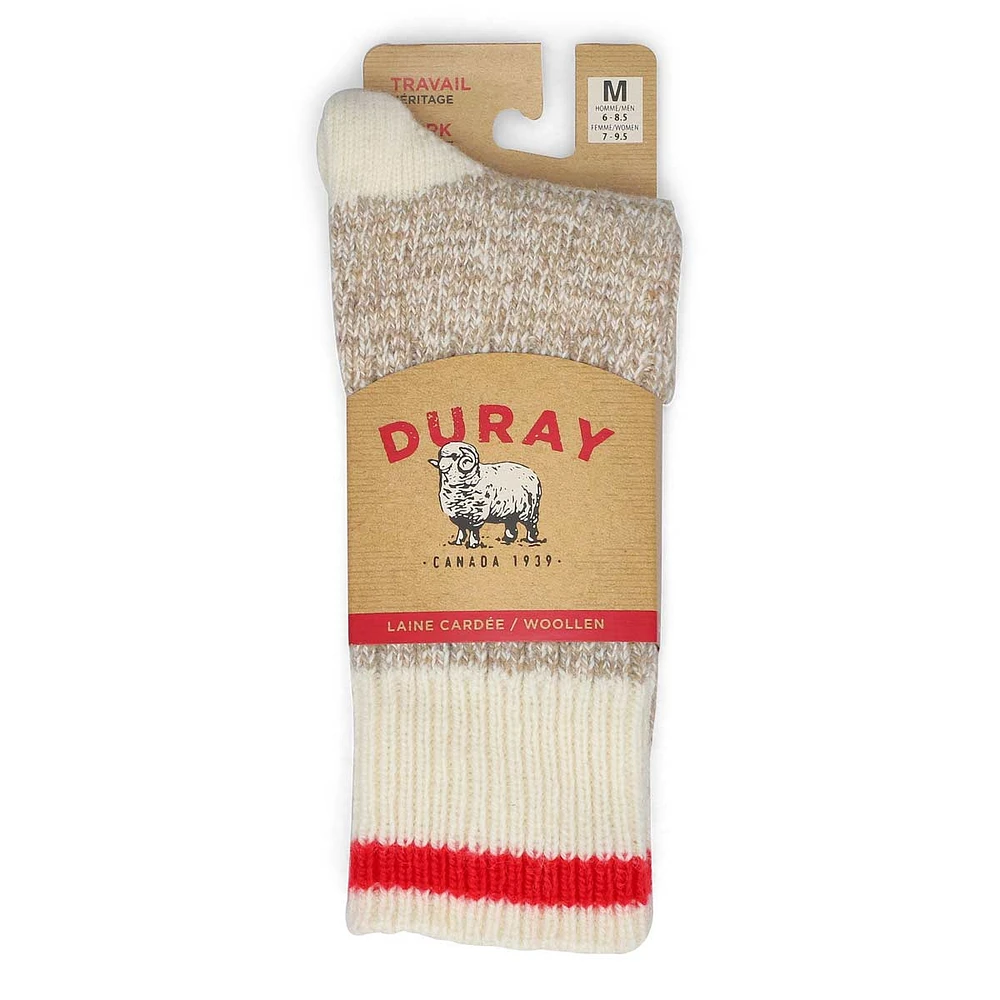 Womens Duray Classic Wool Blend Heavy Sock - Beige/Red