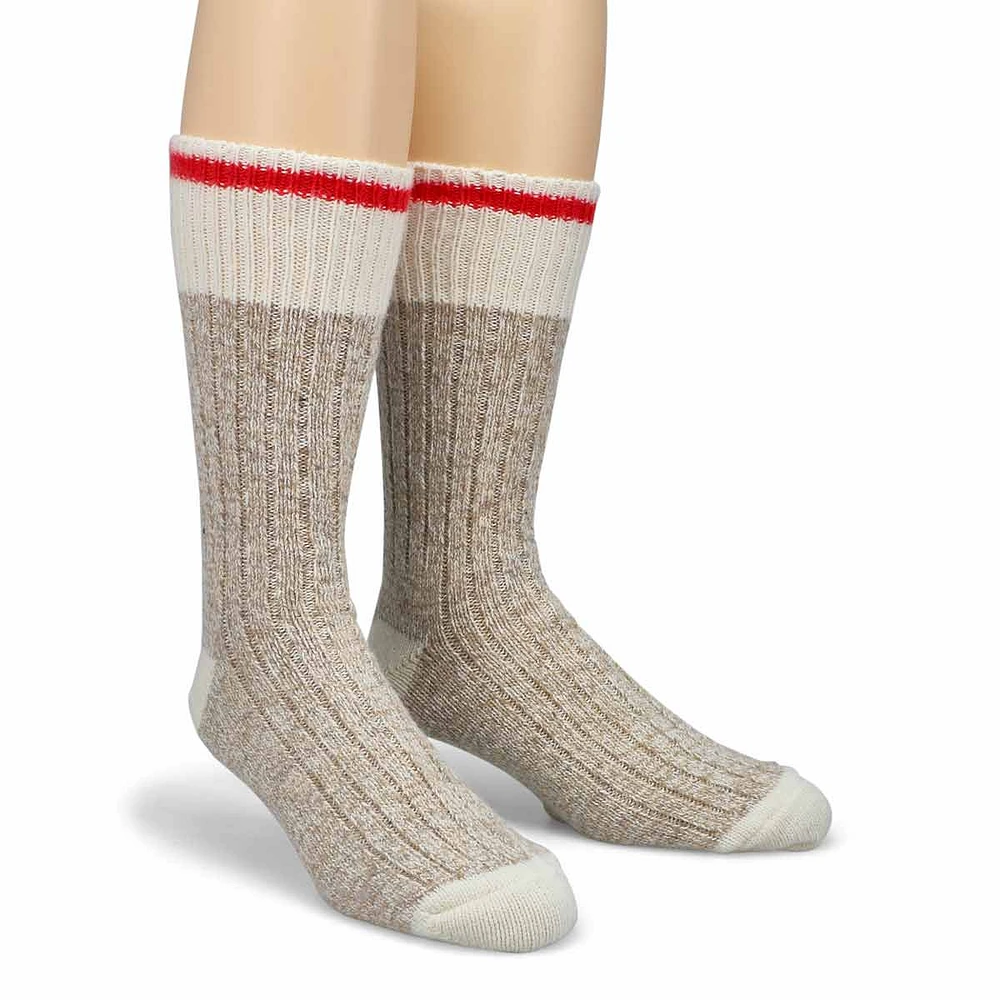 Mens Duray Classic Wool Blend Heavy Sock - Beige/Red