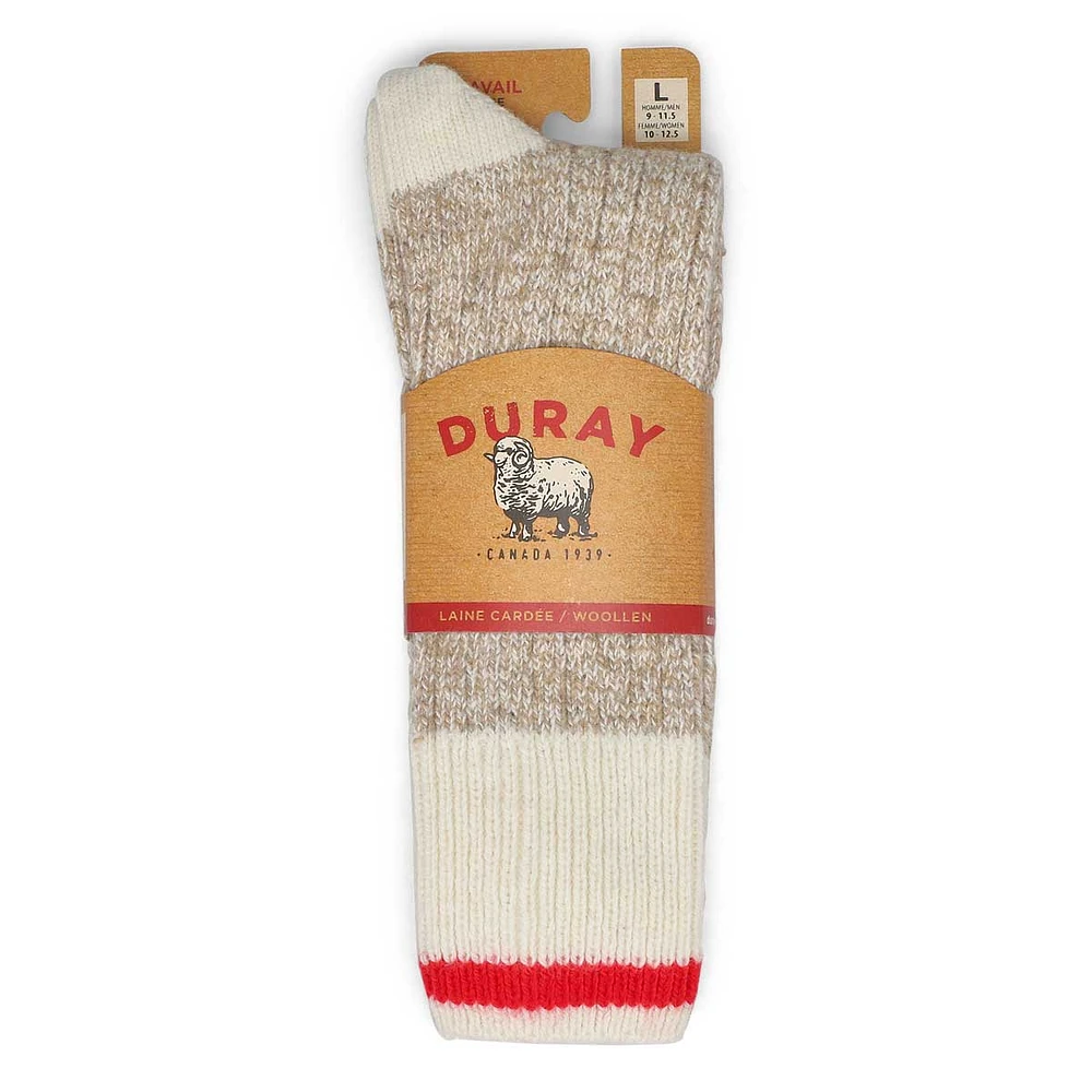 Mens Duray Classic Wool Blend Heavy Sock - Beige/Red