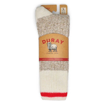 Mens Duray Classic Wool Blend Heavy Sock - Beige/Red