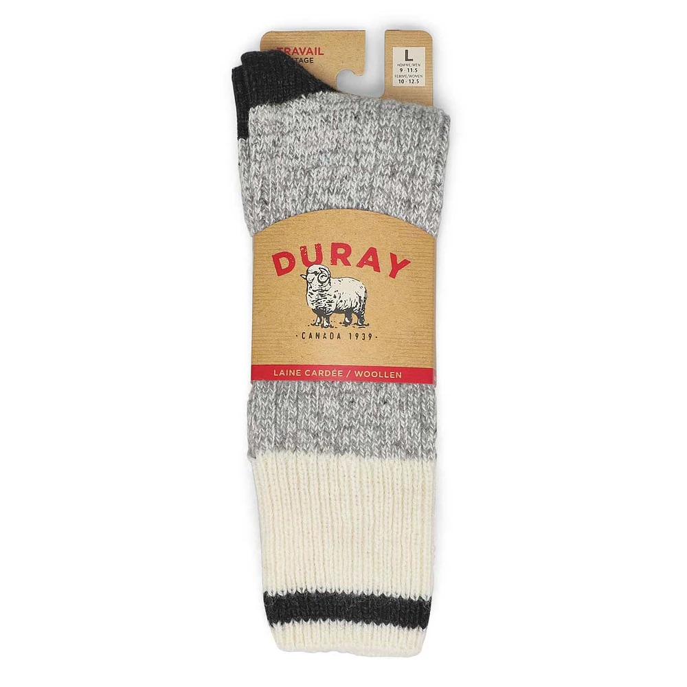 Mens Duray Wool Blend Heavy Sock - Grey/Black