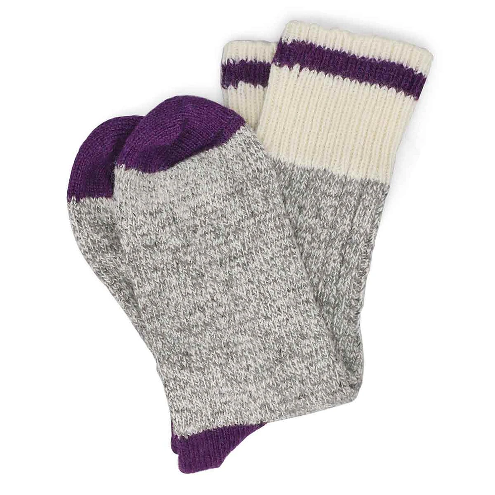 Womens  Duray Classic Wool Blend Heavy Sock - Grey/Violet