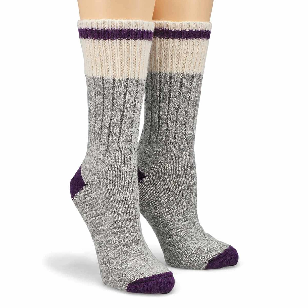 Womens  Duray Classic Wool Blend Heavy Sock - Grey/Violet