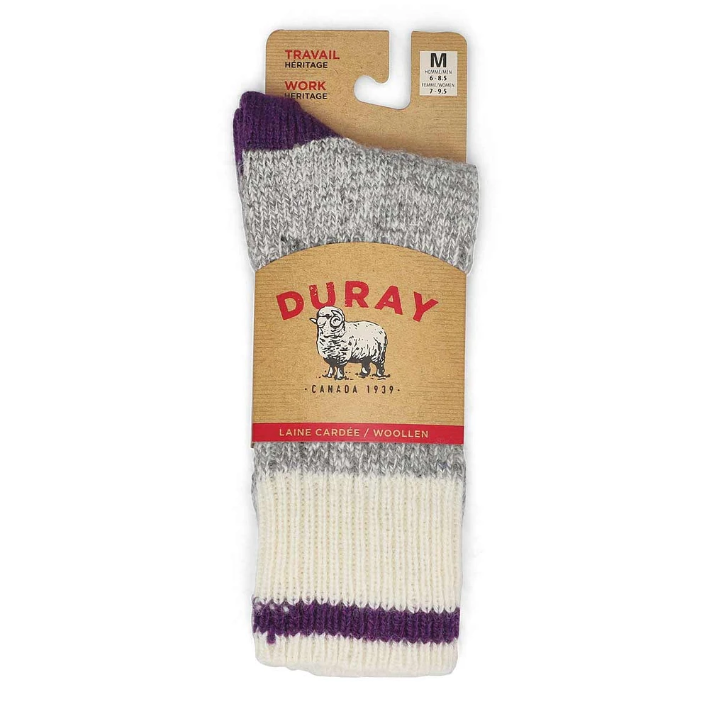 Womens  Duray Classic Wool Blend Heavy Sock - Grey/Violet