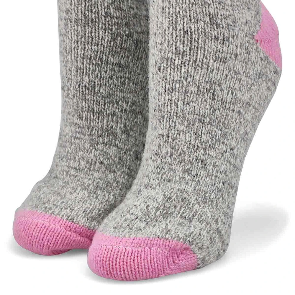 Womens Duray Classic Wool Blend Heavy Sock - Grey/Light Pink