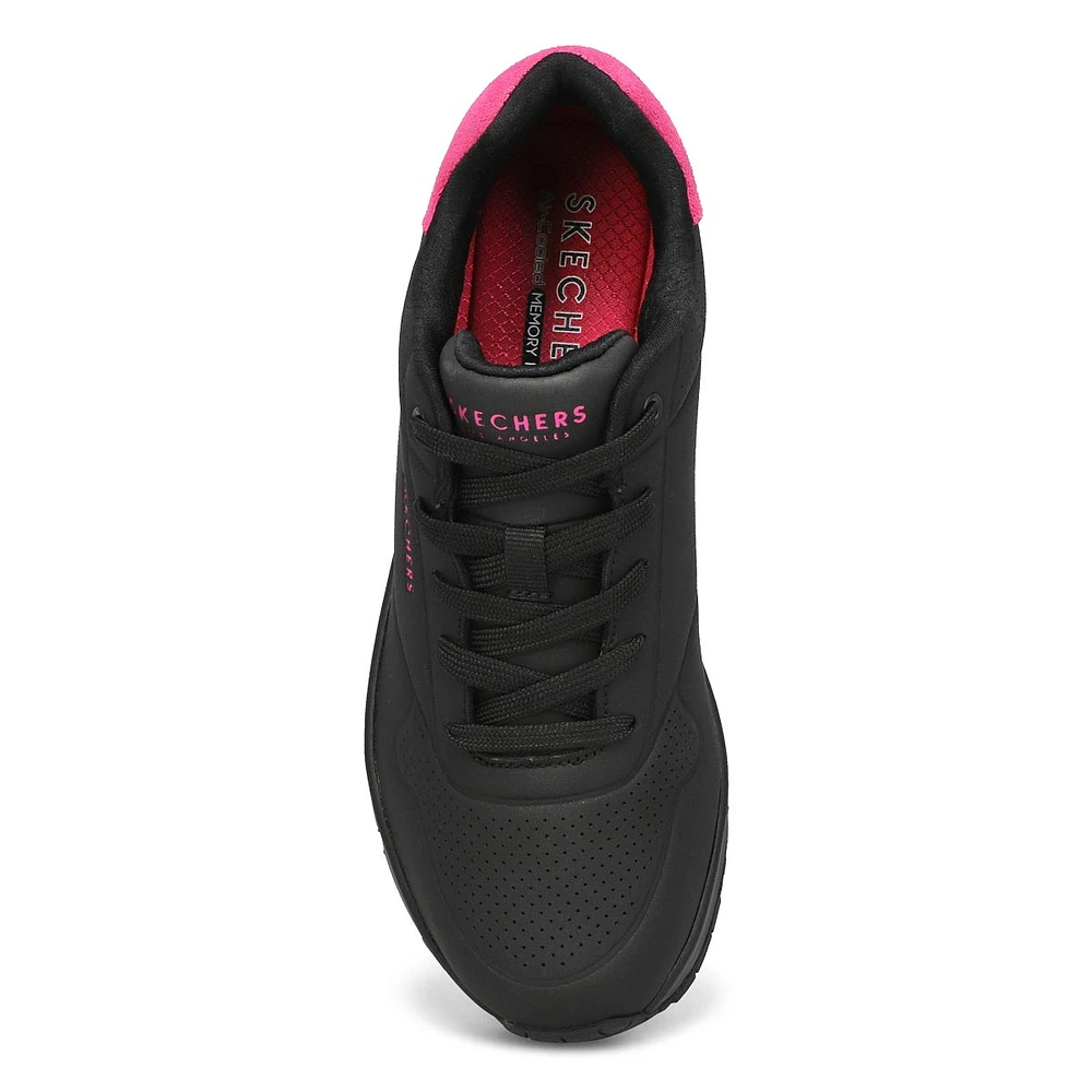 Womens Uno Pop Back Lace Up Sneaker - Black/Hot Pink