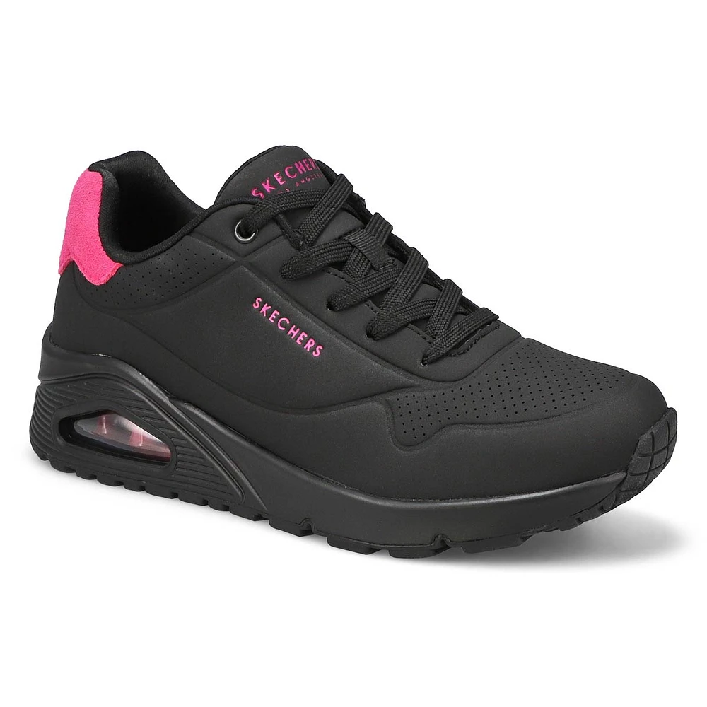 Womens Uno Pop Back Lace Up Sneaker - Black/Hot Pink