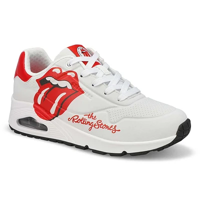 Womens  Rolling Stones Uno Lace Up Sneaker - White/Red