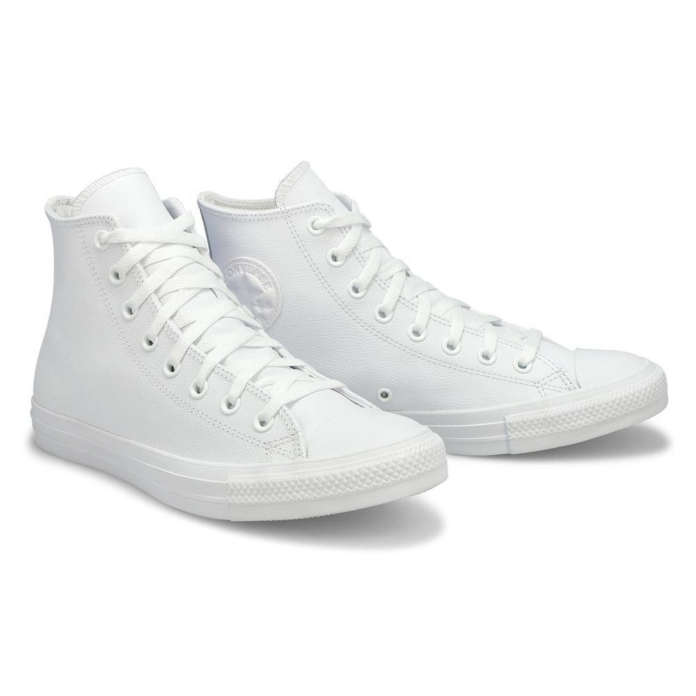 Mens Chuck Taylor All Star Leather Hi Top Sneaker - White Mono