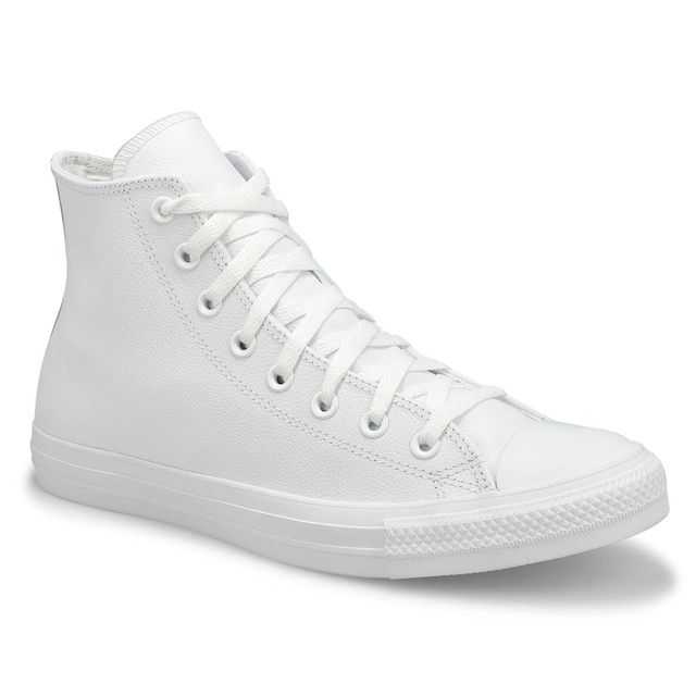 Mens Chuck Taylor All Star Leather Hi Top Sneaker - White Mono