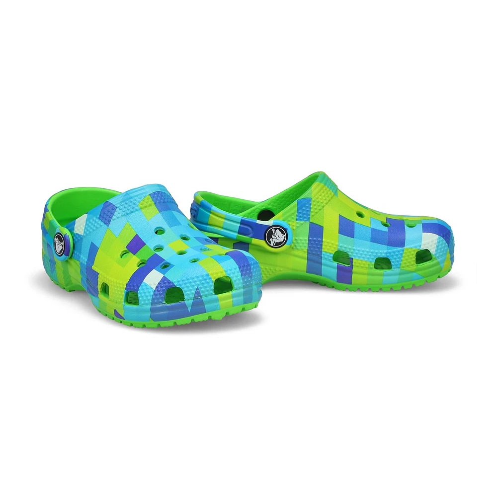 Kids Classic Digi Block Clog - Green Slime