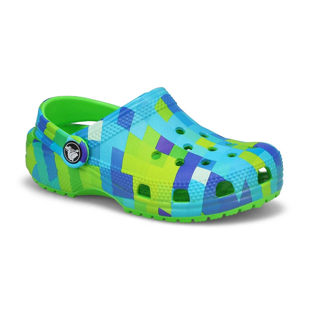 Kids Classic Digi Block Clog - Green Slime