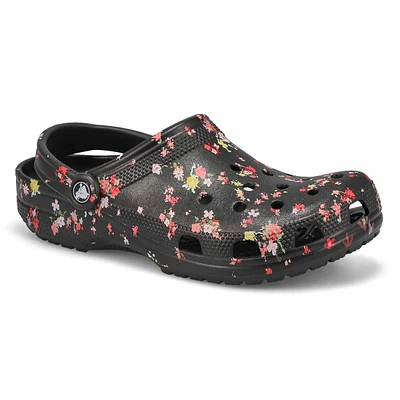 Womens Classic Ditsy Floral EVA Comfort Clog - Black