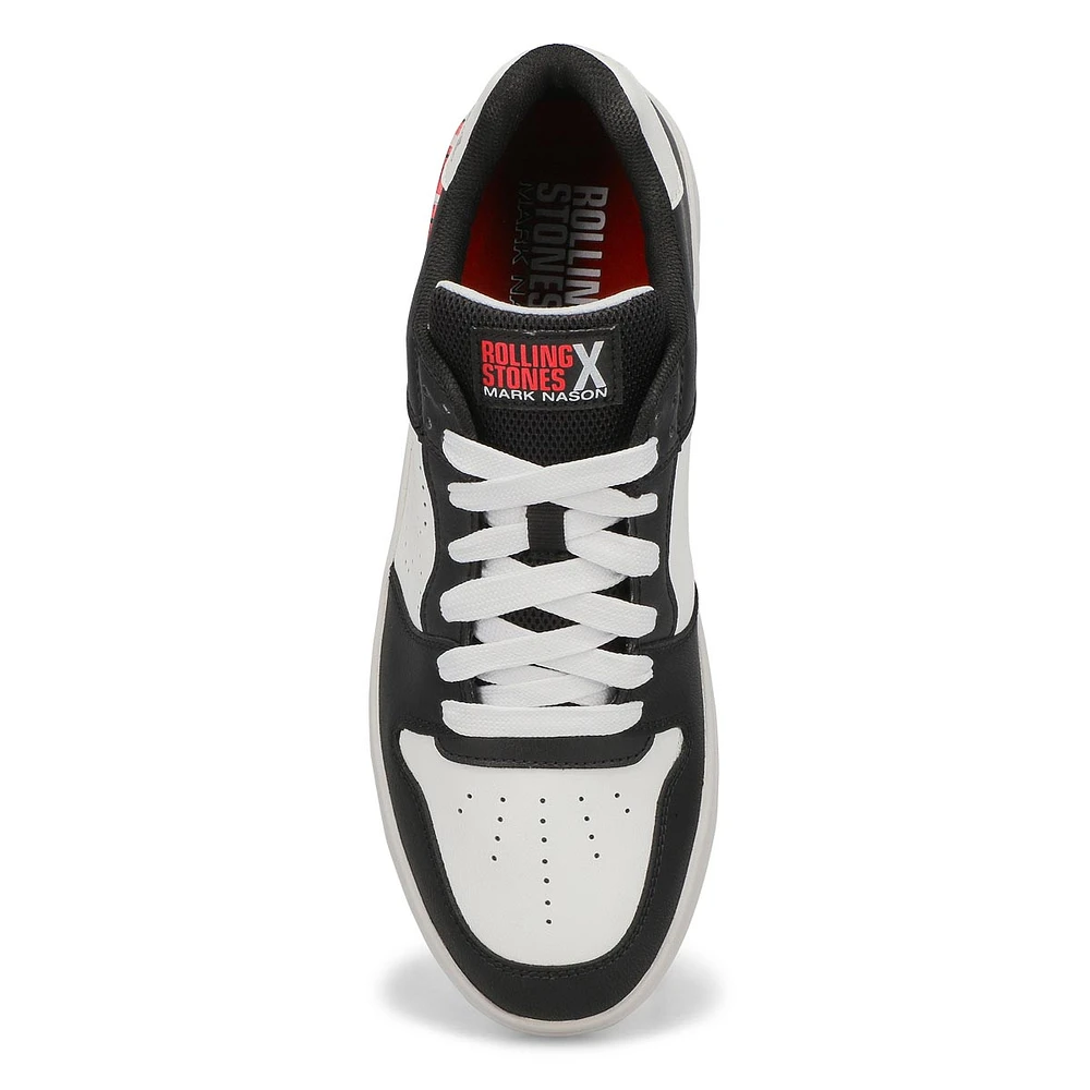 Mens Rolling Stones Palmilla Leather Lace Up Sneaker - Black/White