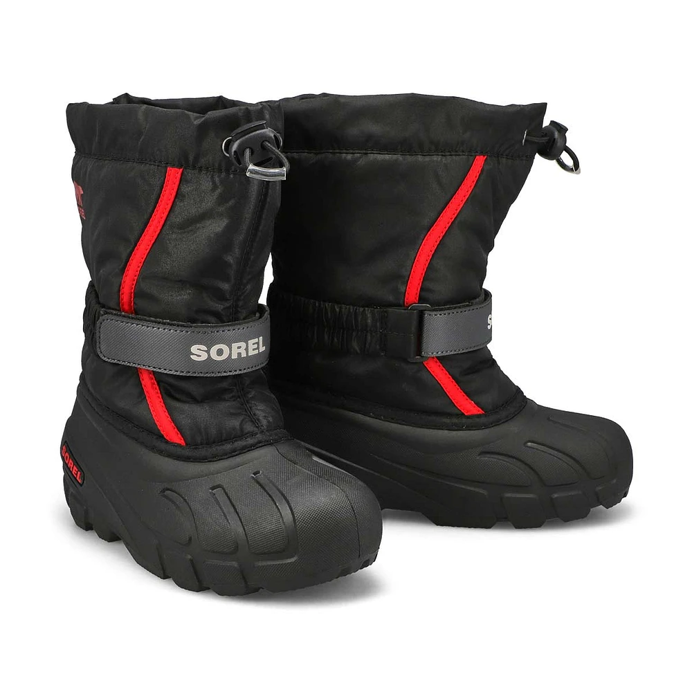 Boys  Flurry Pull On Winter Boot - Black/Bright Red