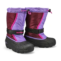 Girls  Flurry Pull On Winter Boot - Purple Dahlia/Paisley