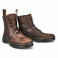 Unisex Combs Lace Up Combat Boot - Dark Brown