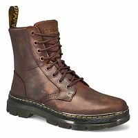 Unisex Combs Lace Up Combat Boot - Dark Brown