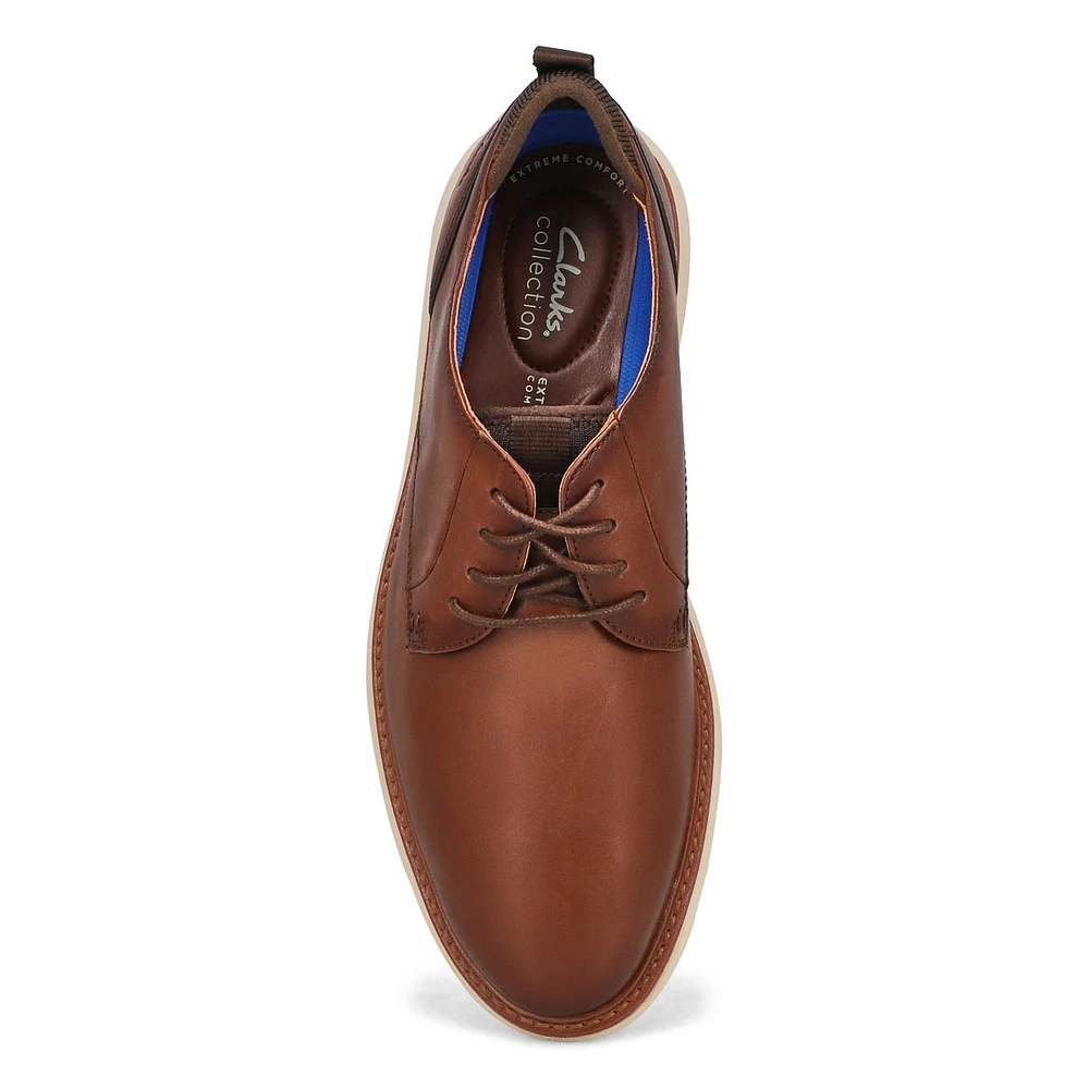 Mens Brantin Plain Wide Lace Up Oxford - Dark Tan