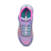 Girls Flutter Heart Lights Loves Wild Light Up Sneaker - Lavender/Multi